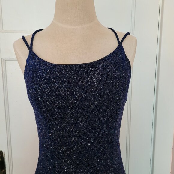 Fiesta Fashion Blue Sparkle Full Length Dress Size Medium - Picture 8 of 12